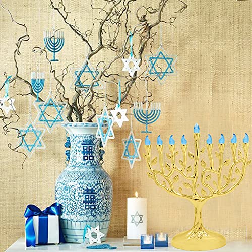 Zion Judaica LED Menora elektrische Chanoeka - batterij of USB (zilver) - batterijen niet inbegrepen kabel