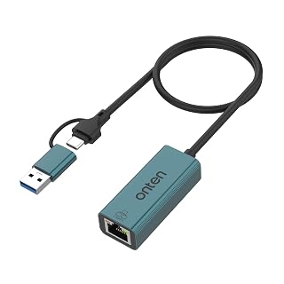 Onten USB-A and USB-C to Ethernet Adapter,Driver Free RJ45 to USB C or USB A, Gigabit Ethernet LAN Network Adapter for Windows,Mac OS, iOS and More - Amazon product rated Grade A