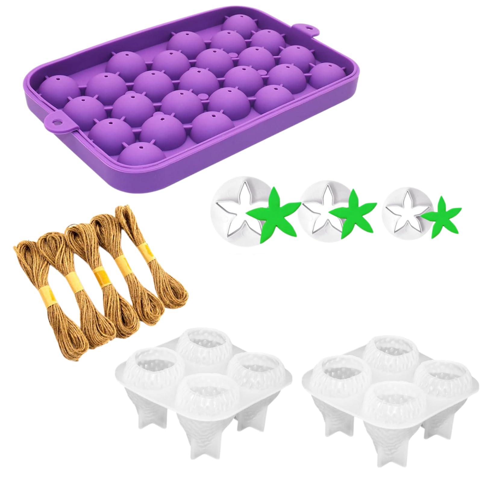 Nucelit Soap Crafting Set with Grape and Strawberry Fruit and Leaves Shape Silicone and Twine Rope for C Grape Soap Mold