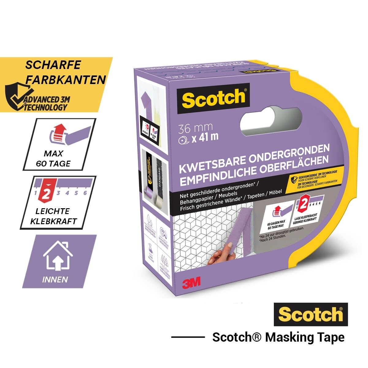 ScotchBlue 3M 2080 2080DABE24 - Nastro adesivo per imbianchini, 41 m x 24 mm, colore: viola, 24 mm