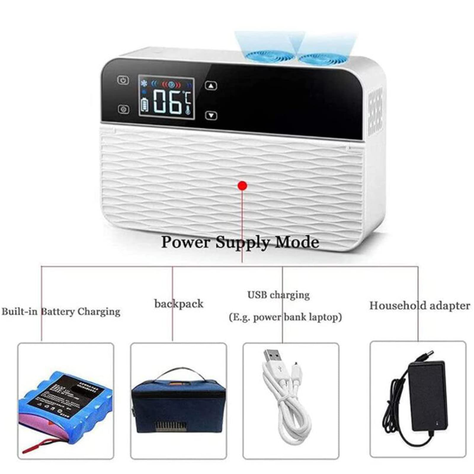 Refrigerador De Coche Portátil Con Caja Plana Refrigerada Por Insulina, Mini Nevera Portátil Para Medicinas, Pequeña Nevera Recargable, Para Viajes, Nevera Portátil, Avión, Coche, Familia,1battery