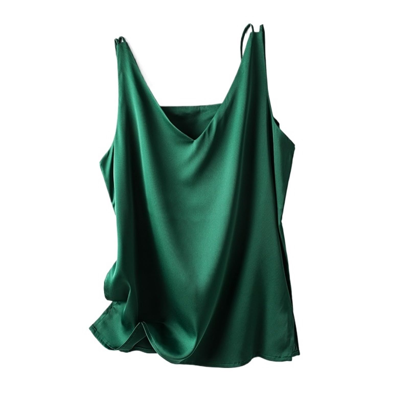 Top de Camisola de Seda Ropa Interior for Mujer, de Seda, con Tirantes y Escote en V, Lisa, combinable Todo, satén, Holgada, Fina, sin Mangas para IR al Trabajo