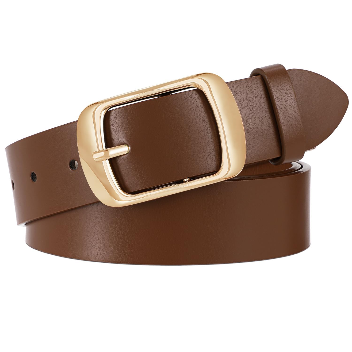 WHIPPY Women Leather Belts for Jeans Pants Fashion Dress Belt for Women with Solid Pin Buckle