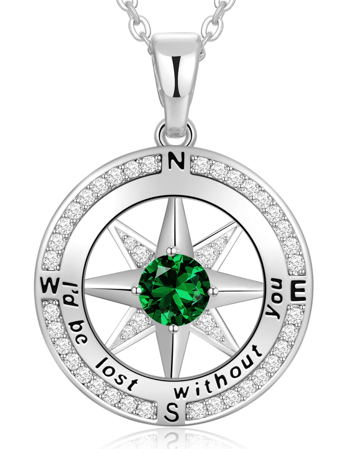 Compass Birthstone Necklace