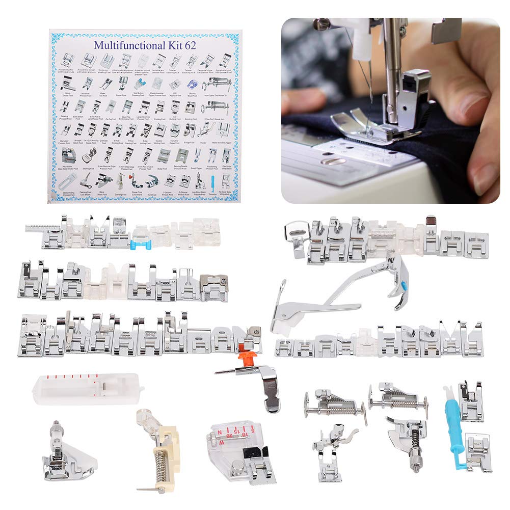 Juego de Prensatelas para Máquina de Coser, 62 Uds, Prensatelas Profesional para Recolección de Prensatelas, Accesorio para Máquinas de Coser Domésticas