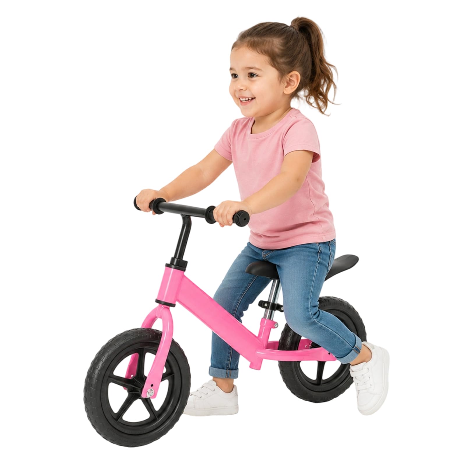 Kids Balance Bike with Adjustable Seat and No Pedals for Early Riding Pink