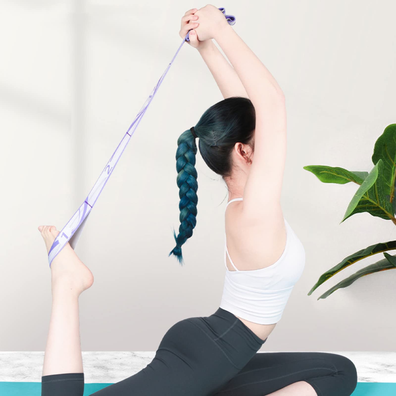 Fascia Elastica Fitness, Cinghia di Yoga con 11 Fisso Loop, Fascia Yoga, Yoga Stretching Band, Elastico Fasce di Resistenza per Yoga, Pilates, Fitness, Stretching, Allenamento, Danza