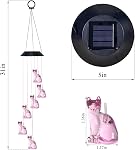 Solar Wind Chimes, Color Changing Solar Cat Wind Chimes for Outside,LED Waterproof Solar Outdoor Lights for Patio, Balcony, Window, Garden, for Mom/Grandma Gifts