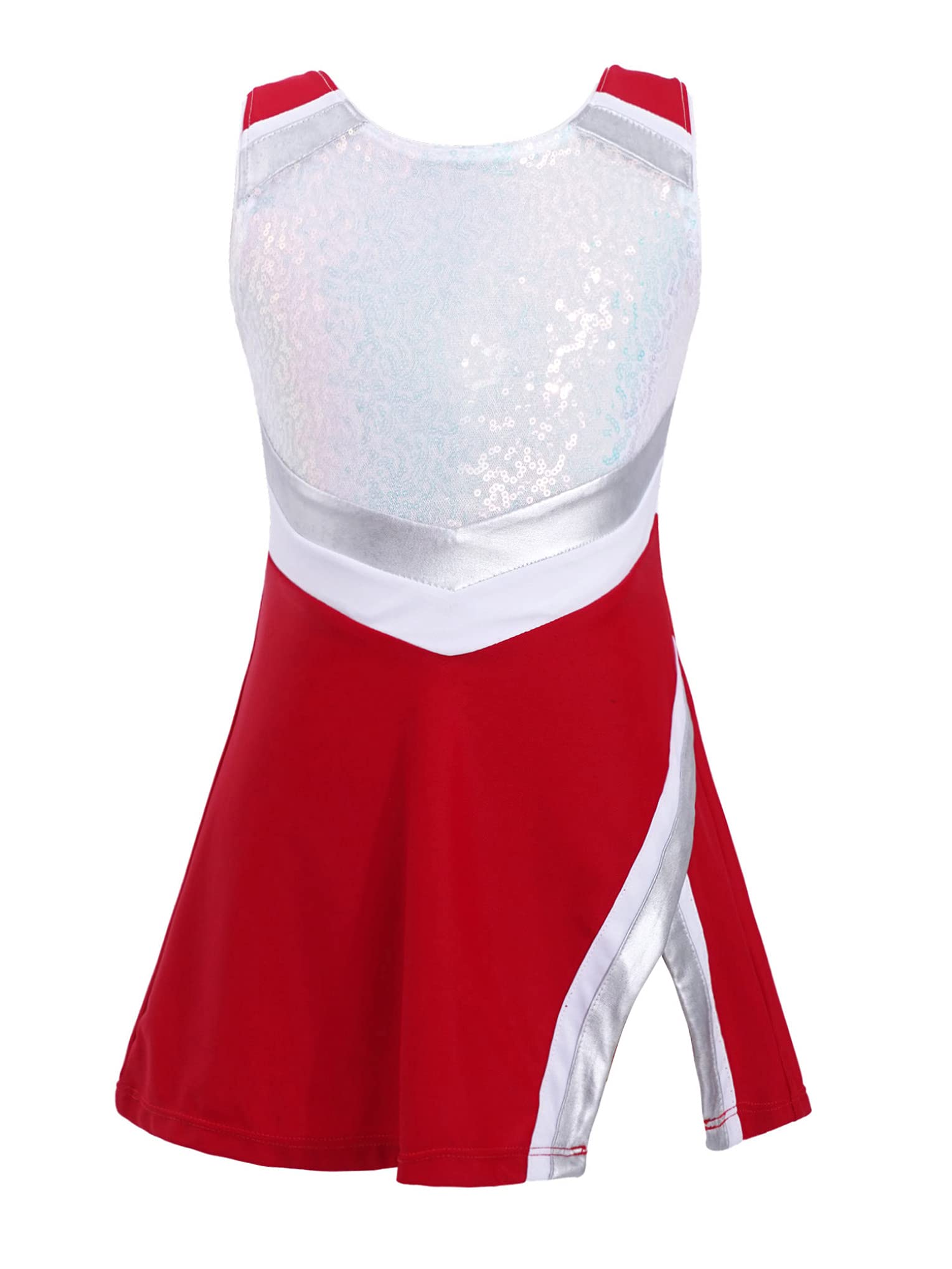 HansberKids Girls Cheerleading Outfits with Shorts Sleeveless Sequins Sports Dress Cheer Uniform Halloween Costume