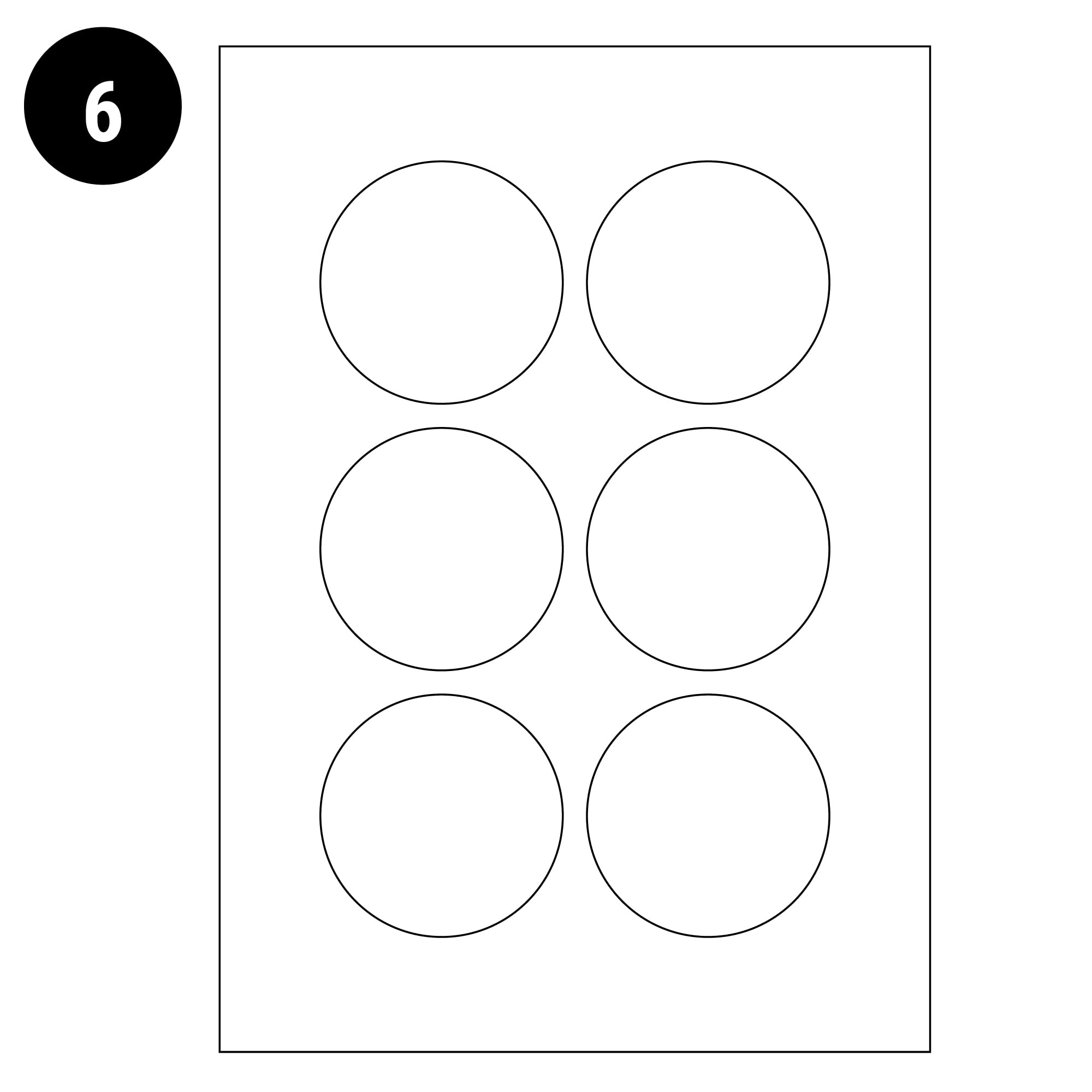 L&B Circle Labels – 13 Sizes on A4 Sheets – Compatible with Laser & Inkjet Printers (6 (72MM) Labels PER A4 Sheet-Box 250)