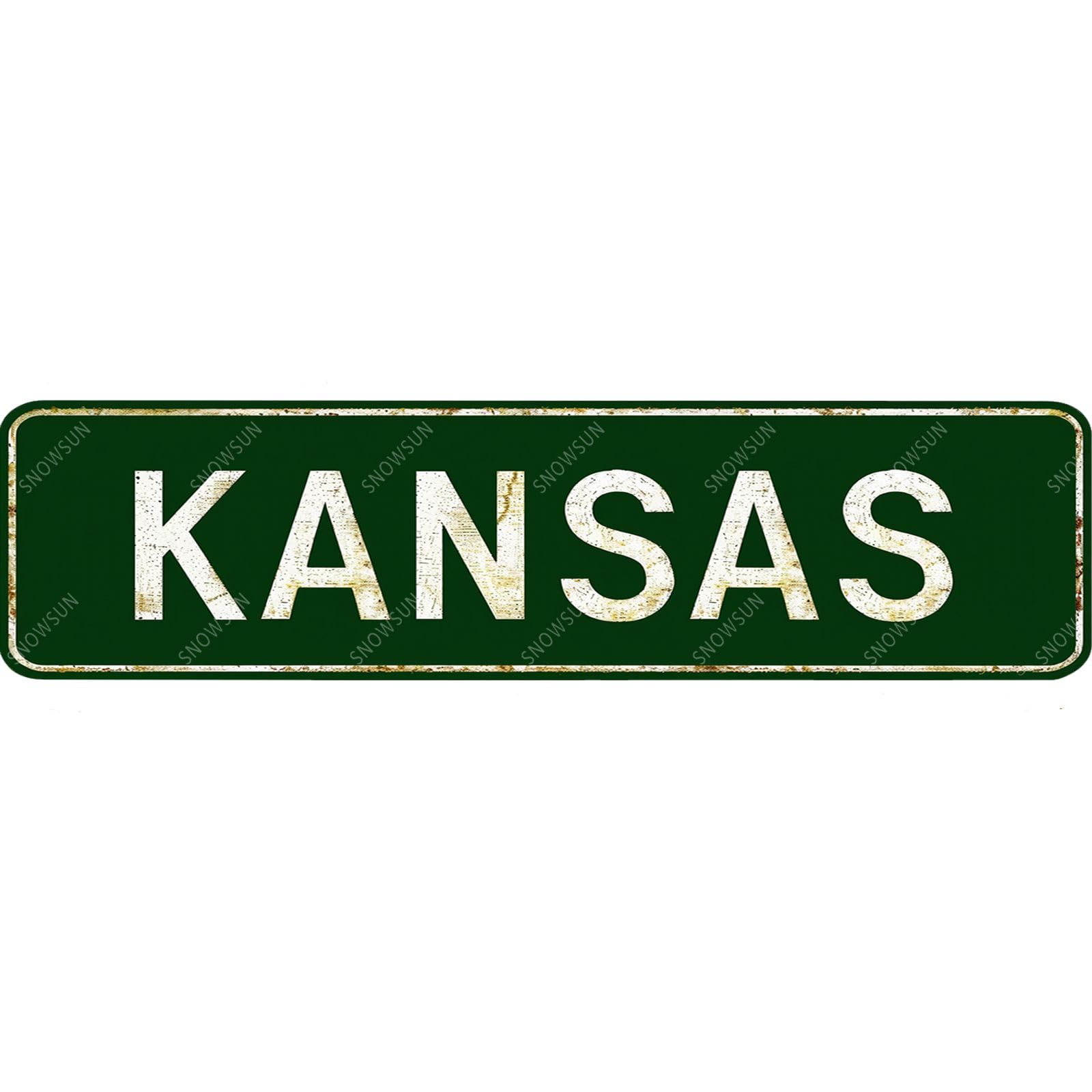 Kansas Street Sign Vintage Tin Signs Art Plaque for Home Office Bar Garden Cafe Yard Garage 4x16 Inch