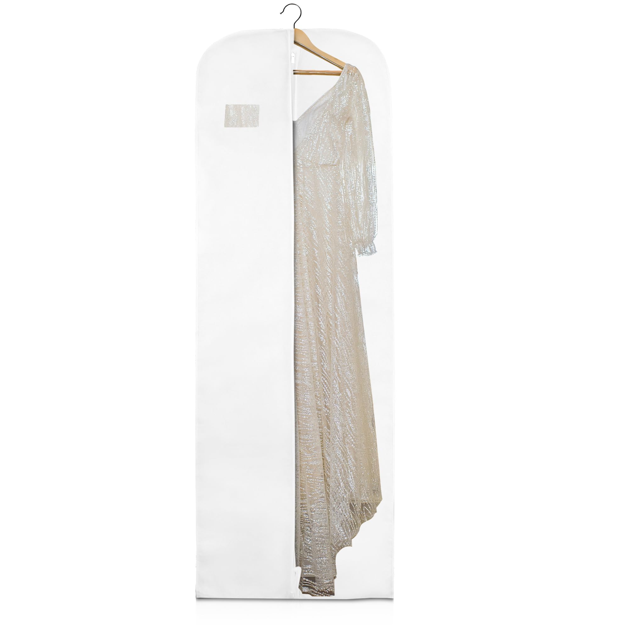 Wedcova Dress Bag | Hanging Garment Bags | Full Length Travel Covers | Wedding Long Clothes Storage Cover with Zipper for Women | 72 Inch (182cm) | Pack of 7 | White