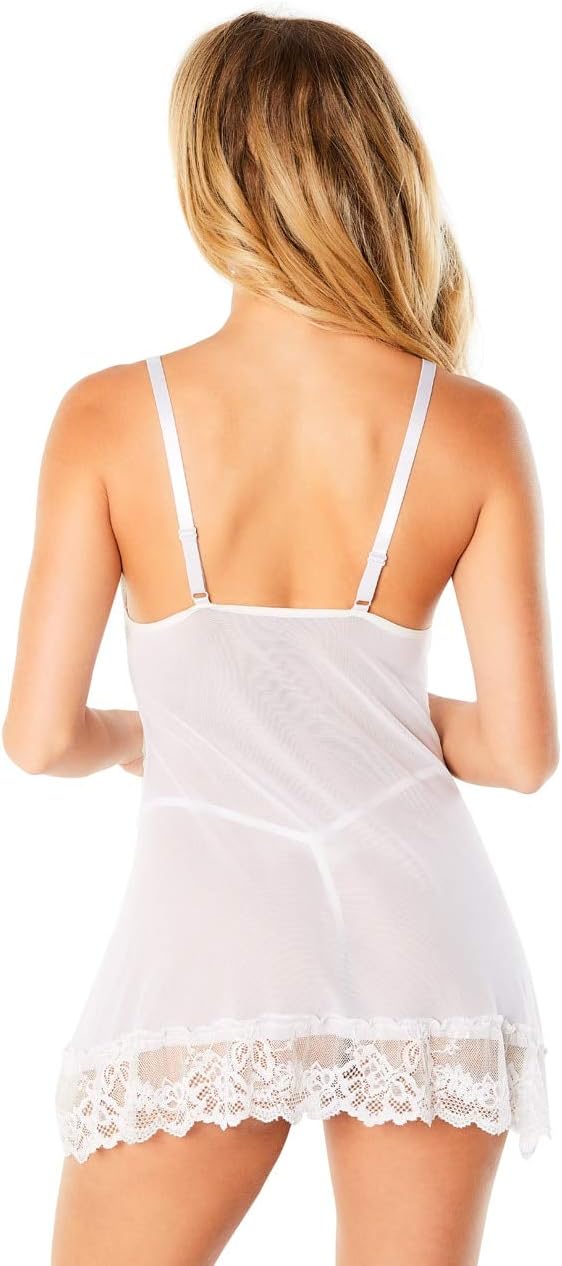 Oh La La Cheri Women's Lace Babydoll and G-String Set 2139 XL Brunnera Blue