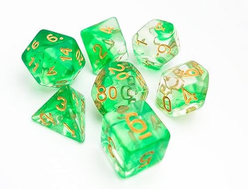 Miniatura 5 de Green Venom - Juego de 7 dados poliédricos para DND, accesorios COC, mazmorras y dragones, juegos de rol, MTG, TTRPGs, dados del sistema D20 (verde