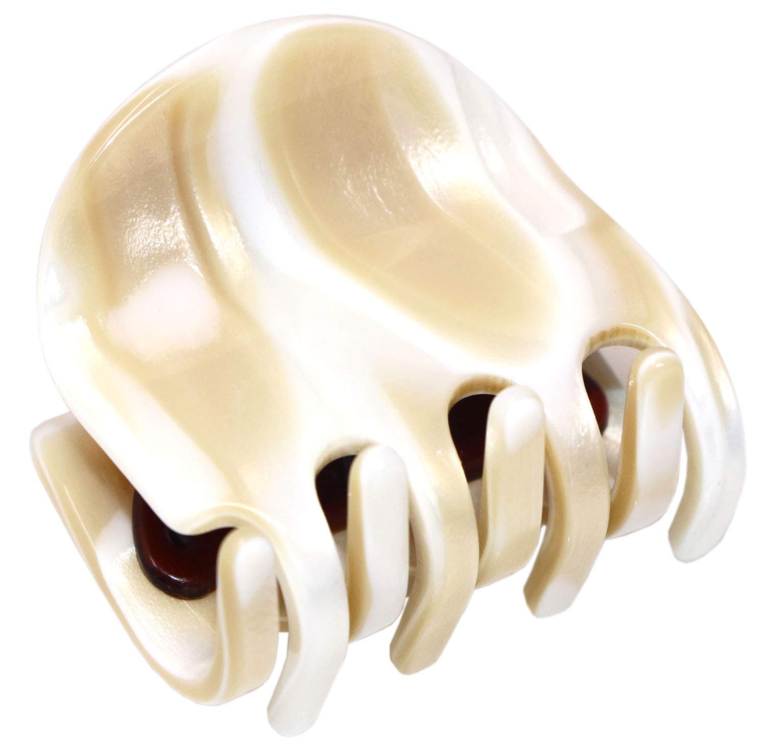 French Amie All Day Small Handmade Celluloid Acetate Sturdy Jaw Hair Claw Clip with Covered Spring (Ivory Cream)