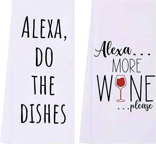 Toallas de cocina divertidas, toalla de cocina divertida de Alexa Do The Dishes, divertida inauguración de la casa, regalo de cumpleaños para
