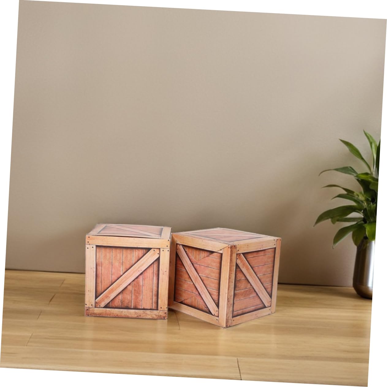KOMBIUDA Cajas Decorativas de Madera Simulada Decoración Temática Occidental Vaquera 30x30x30 Cm, Set 3 Piezas Centro de Mesa para Fiestas del Oeste y Eventos Temáticos