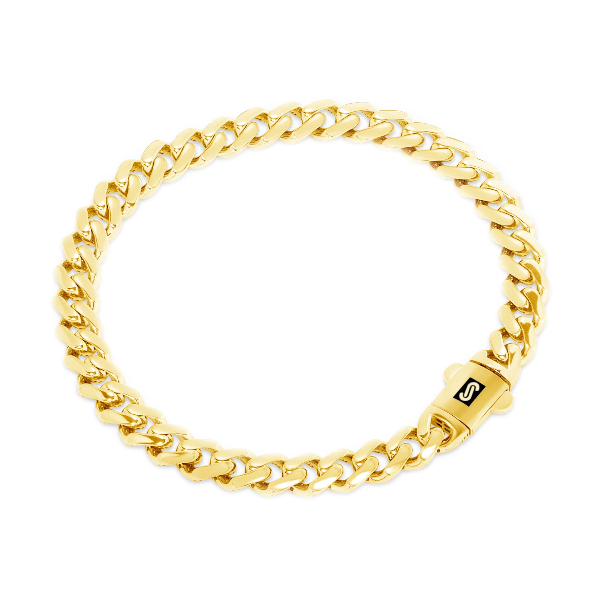 Nuragold 10k Real Yellow Gold Royal Monaco 5mm Miami Cuban Link Bracelet (6"-9") Italian Jewelry for Men & Women