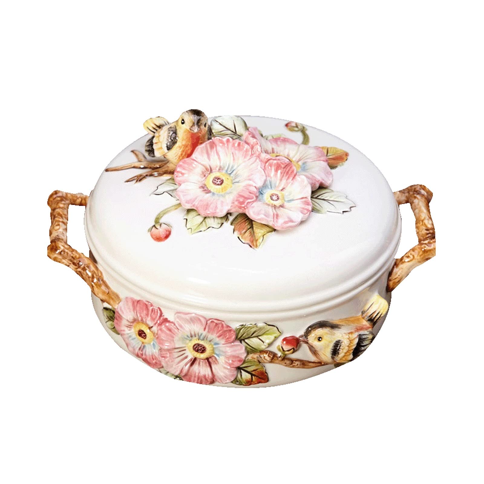 AVFORA Bol à Fruits avec Couvercle, Assiette à Fruits en céramique de Style Ferme, Plateau de Stockage de collations, Bonbons, Noix, Fruits secs