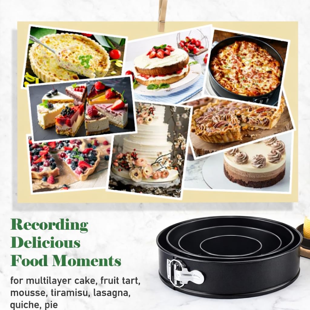 Tellshun Springform mit 50 Pergamentpapier, Käsekuchen, Backform, rund, auslaufsicher, antihaftbeschichtet, abnehmbarer Boden, Backgeschirr für Kuchen, Pizza und Quiches, 22,9 cm