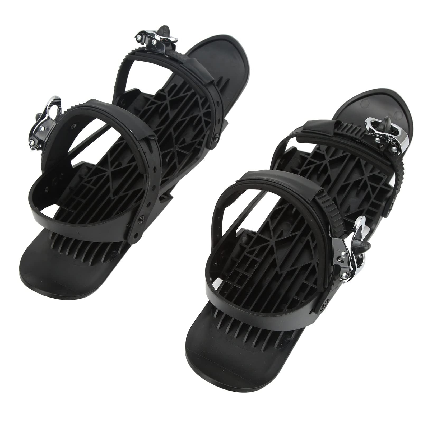 Ejoyous Mini buty narciarskie regulowane buty snowboardowe dla dorosłych przenośne czarne buty narciarskie z metalową klamrą trwały nylon na stoki leśne kolczyki