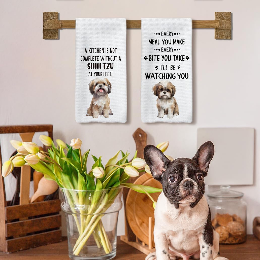Shih Tzu Dog Gifts Kitchen Towels Set of 2, Shih Tzu Gifts for Women, Shih Tzu Dog Dishcloths Tea Towels Dish Towels for Kitchen, Shihtzu DogHand Towels, DogKitchen Bathroom Decor, 16x24inch - Image 3