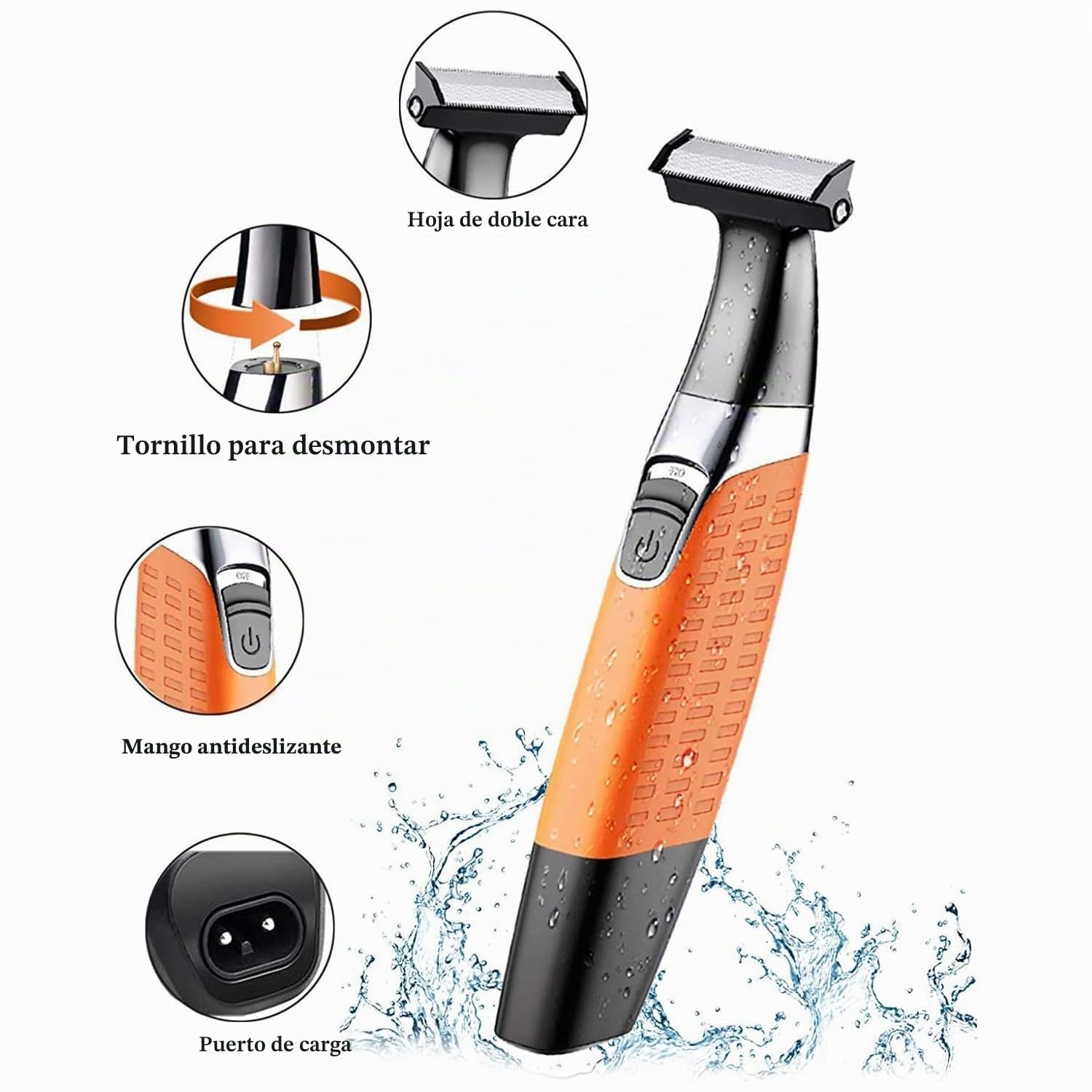 Afeitadoras eléctricas, recortadora de barba para hombres, resistente al agua, afeitadora de barba inalámbrica recargable por USB, removedor de pelo para cejas