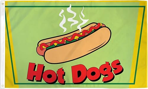 Bandera de Hotdogs de 3 x 5 pies, perfecta para negocios, tiendas, tiendas y banderas de mensajes