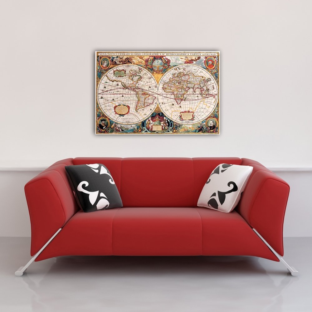 Poster Mappa Storica Del Mondo, Formato 91,5x61 Cm, Con Cornice MDF E Vetro Acrilico