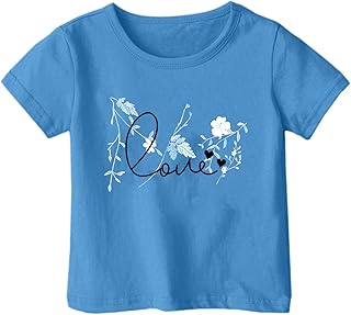 Camiseta de manga corta para niños Camiseta Niñas Lindo Casual Impreso Top Camisetas de Verano Niños Pequeños Elegante Cuello Redondo Tops Tops, Tops B1-azul, 8-9 años