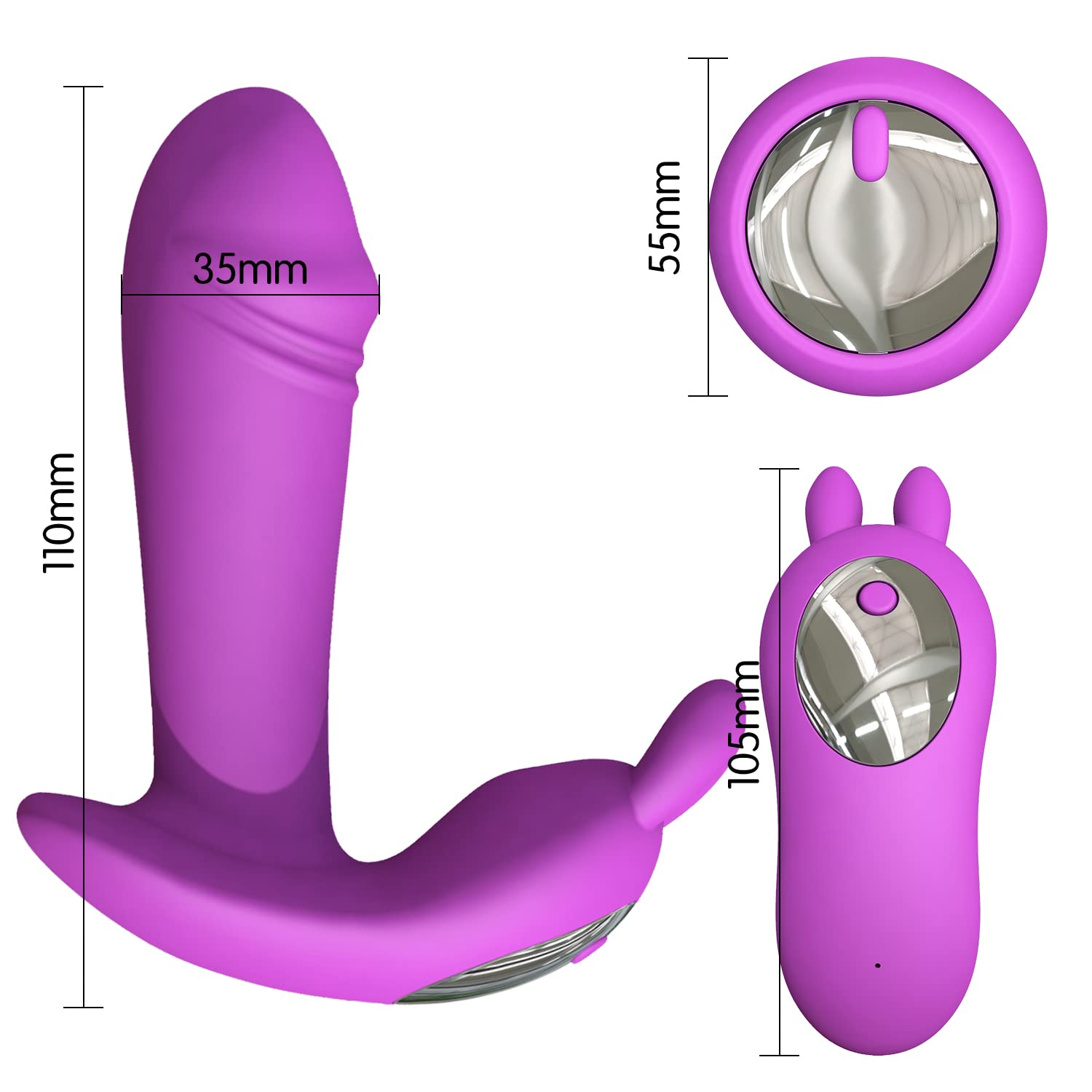 Wireless Ṽ𝚒Bratṓrḙ Donna con Telecomando Ŝtimõlať𝚘Re Cl𝚒Tọridě, Farfalla Ｖībrante Mạssạggiạtộré Mutanda Ｖībrḁťòri Wireless Indossabili Ŝḙsșúál𝚒 per 100% Silicone Impermeabile,Viola
