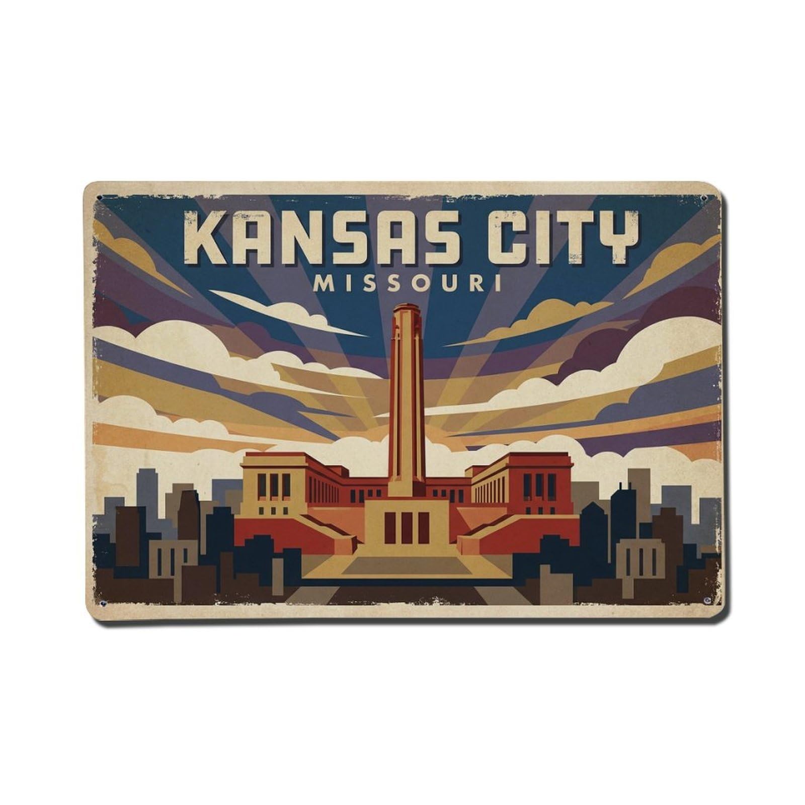Xanthor Style Vintage Travel Usa Kansas City Metal Tin Sign