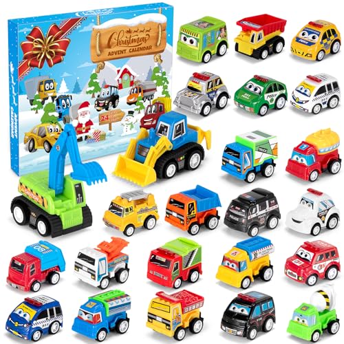 Advent Calendar 2025 for Kids Boys, Christmas Countdown Calendar with 24 Pull Back Car Toys, Christmas Gifts for Kids Toddlers and Girls