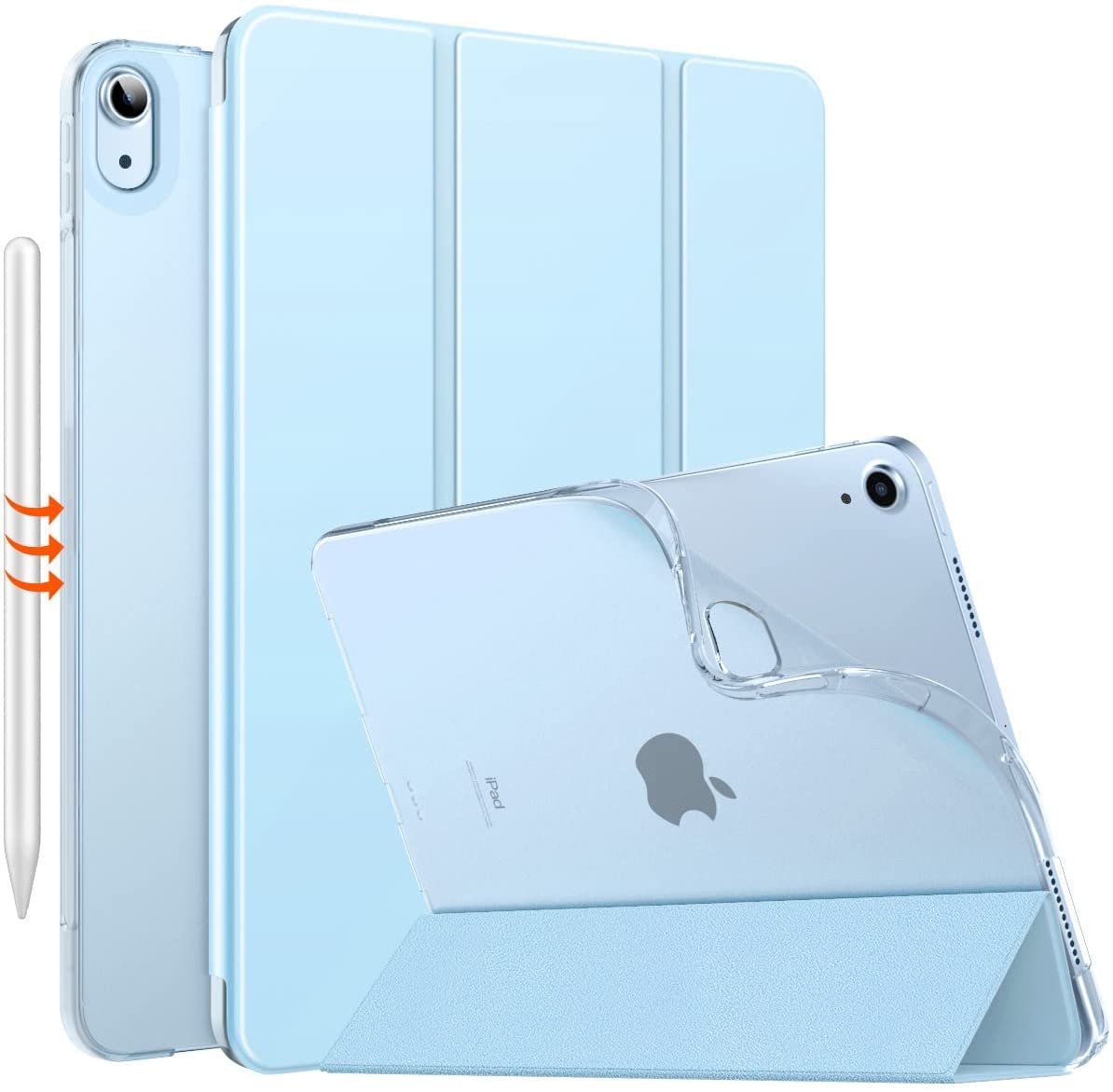 MOCA Case Fit iPad Air 5th/4th Generation 10.9 Inch Case 2022/2020, Slim Trifold Stand Cover with Soft Frosted Back, Auto Wake/Sleep, Support Touch ID and iPad 2nd Pencil Charging, Aqua Blue (B09ZJ29H2F) Amazon Price History, Amazon Price Tracker