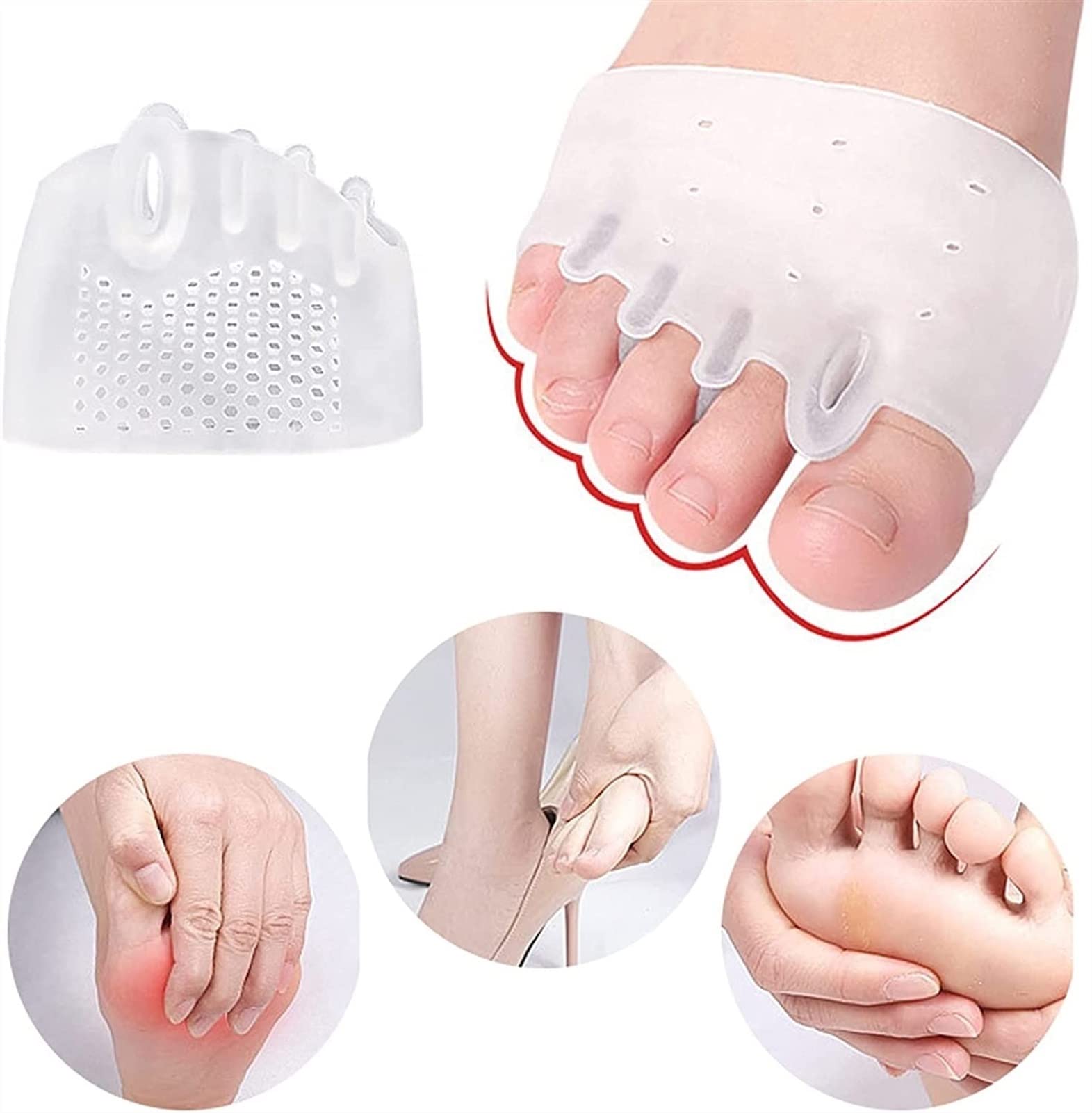 MUSUMI 1Pair Soft Toe Correction Pad Correzione del pollice Valgo Silicone Pad dell'avampiede Gel Ortesi Dita dei piedi separate Strumento per la cura del piede (F)