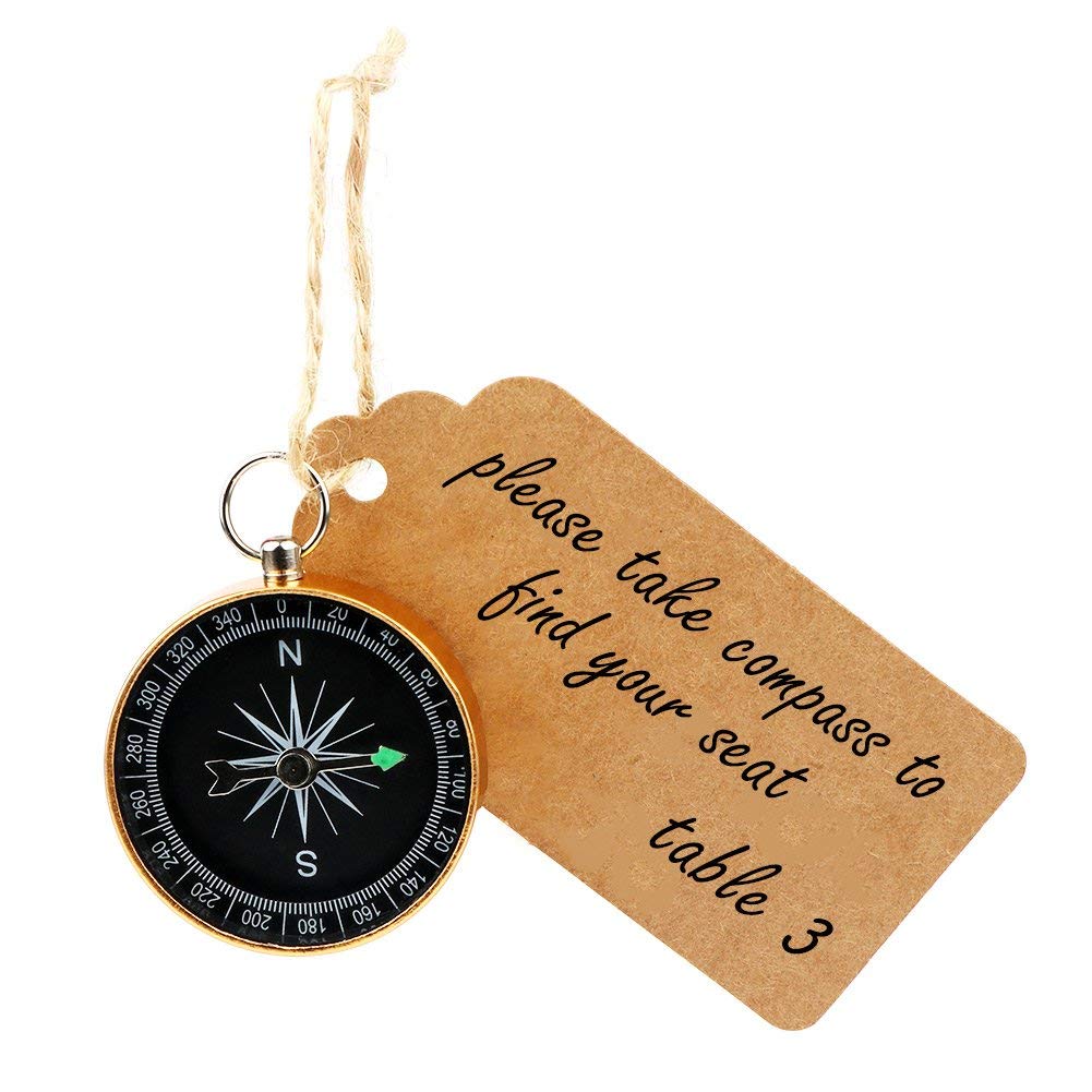 50 bussole per gli ospiti, souvenir con bussola, con etichette in carta kraft, decorazioni per feste a tema viaggi, decorazioni nautiche natalizie