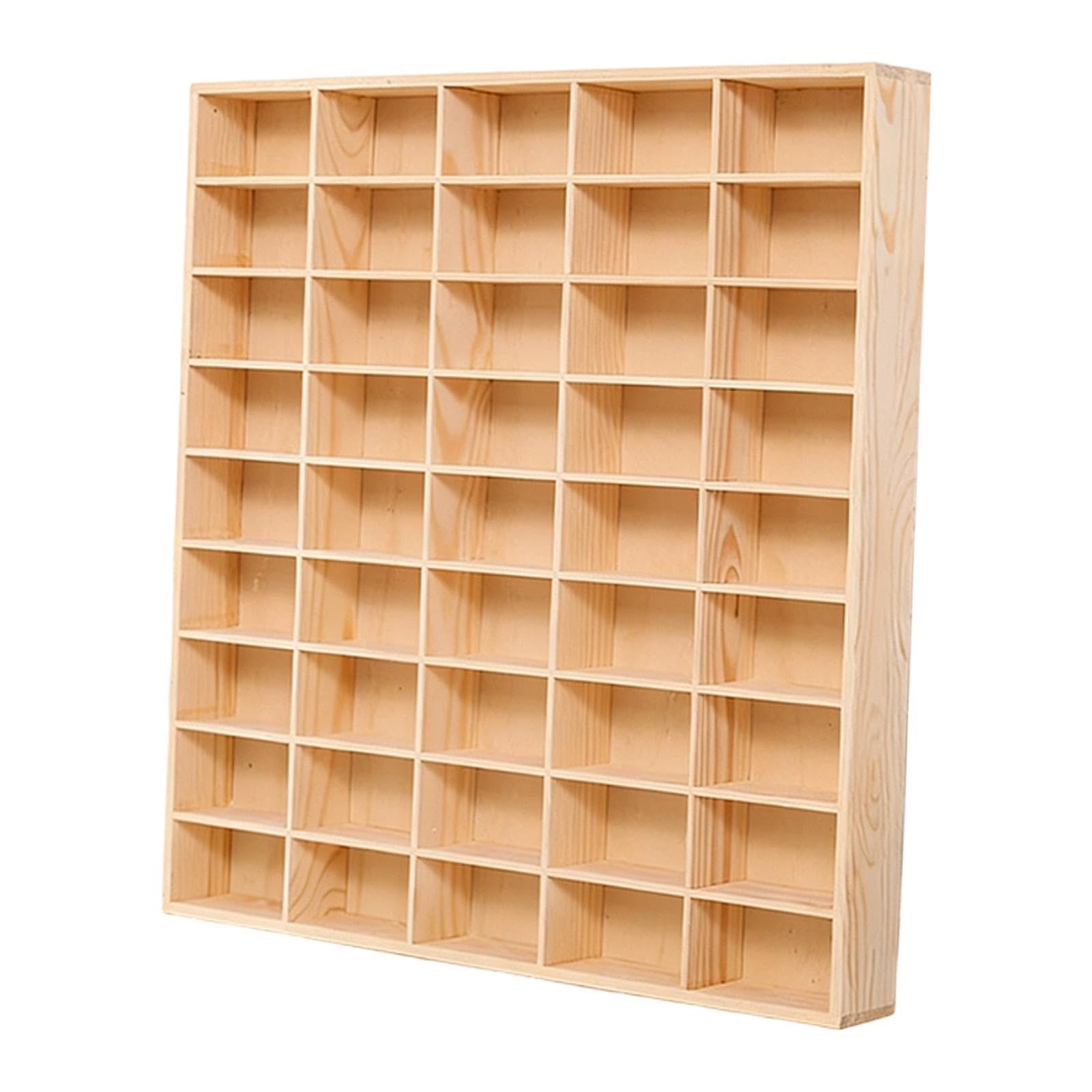 Holzregal für Modellautos mit Differenzierten Ablagen, Halterung für Actionfiguren, Miniatur Vitrinenschrank Zur Wandmontage, 58.6 cm X 58.6 cm X