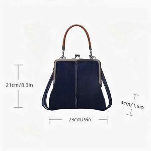 Denim Crossbody Tote Bags For Women, Mini Blue Denim Totebag Kiss