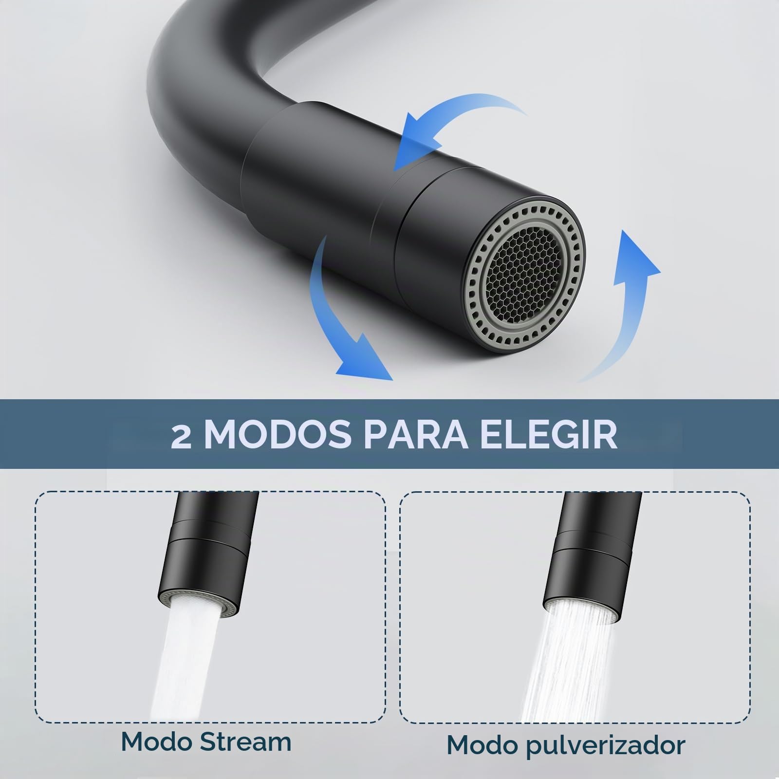 HURRAN Grifo Cocina Pared Negro Mate