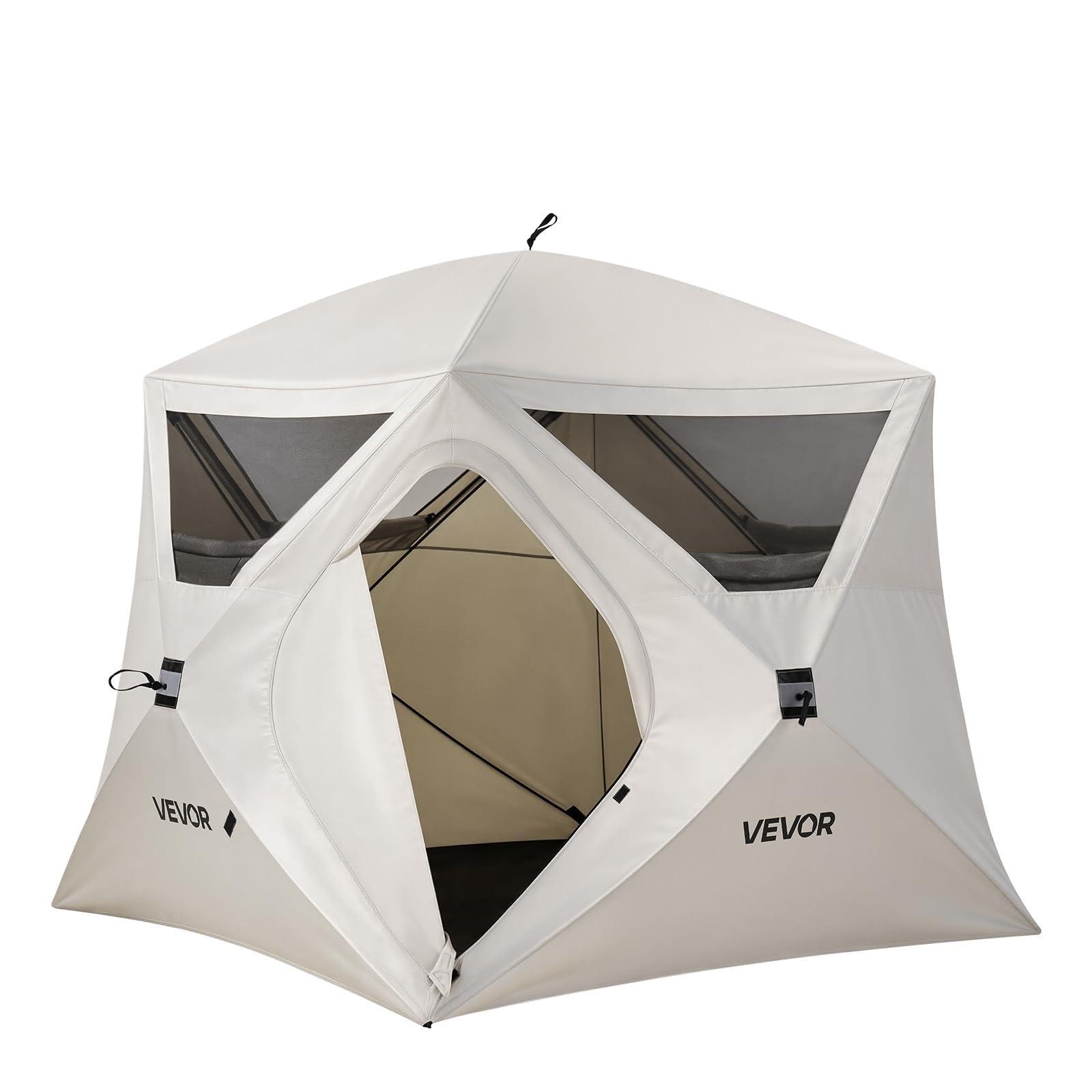 VEVOR Campingzelt 4-Personen, Pop-Up-Zelt mit Netzfenstern, Familienzelt Schneller Aufbau in 60 Sekunden, Tragbares Cabin Hub Zelt mit Tragetasche für Familien-Camping & Wandern, 229x229x212 cm