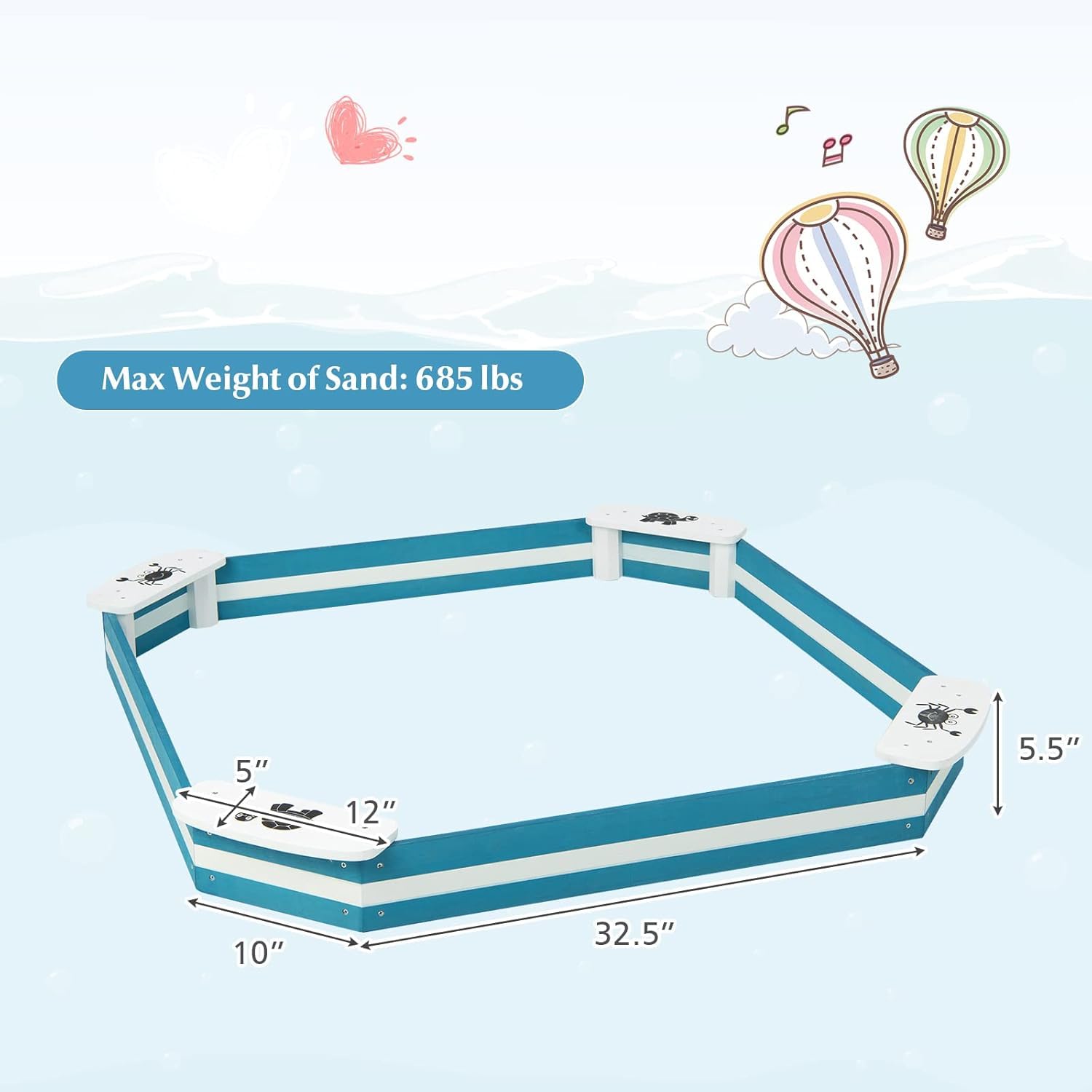 Costzon Sandbox, 49.5” x 49.5” Cedar Wood Sand Pit w/ 4 Built-in Corner Seating for Children Outdoor Play in Backyard Lawn Garden Beach, Sand Box for Kids