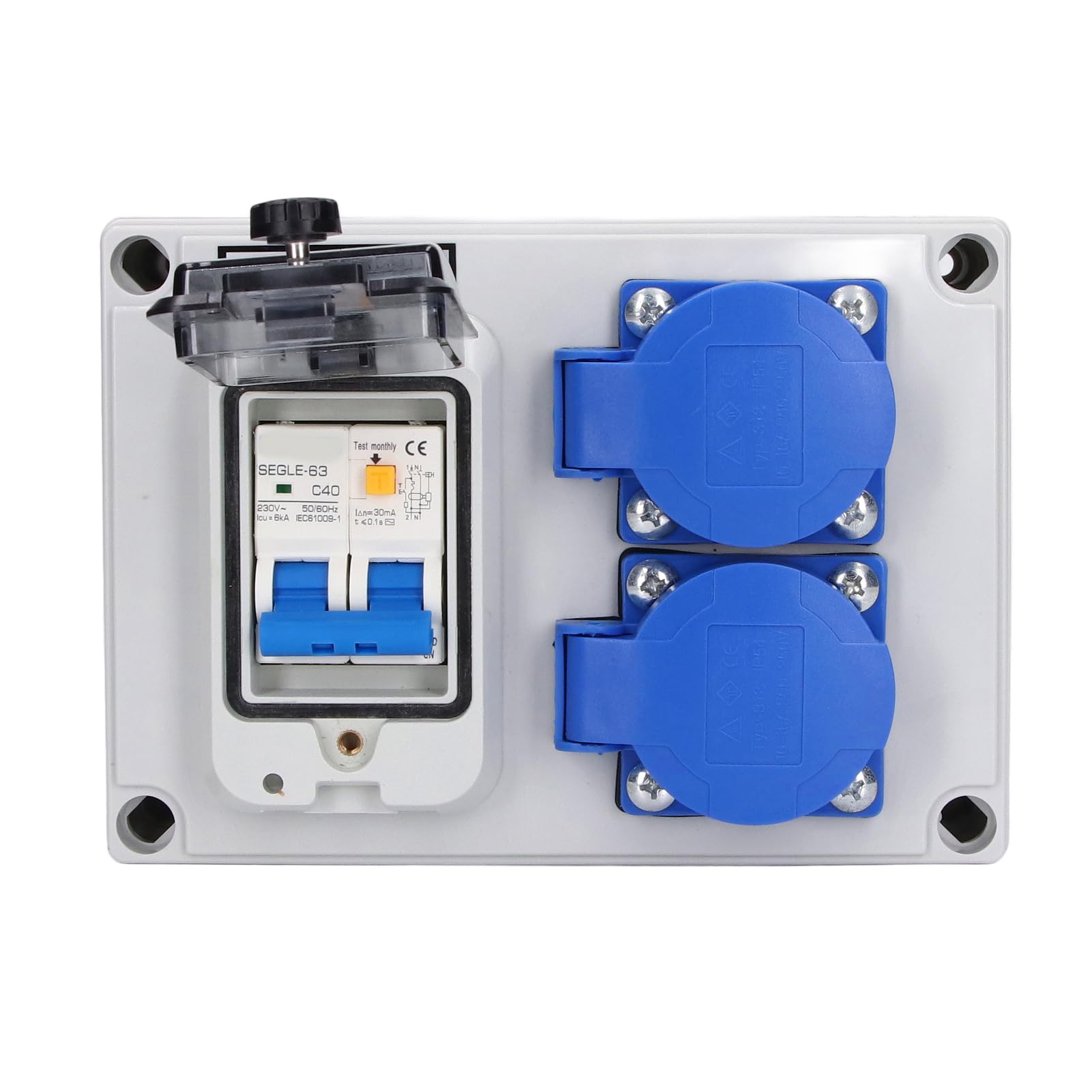 Wakects Boîtier de Prise Murale, Prise de Courant Double 230V 40A, pour