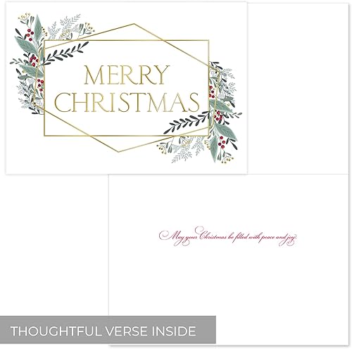 Miniatura 3 de Canopy Street Masterpiece Tarjetas de Feliz Navidad con Marcos de Lámina Dorada  Juego de 15 Tarjetas Navideñas Modernas en Caja con Sobres Forrados