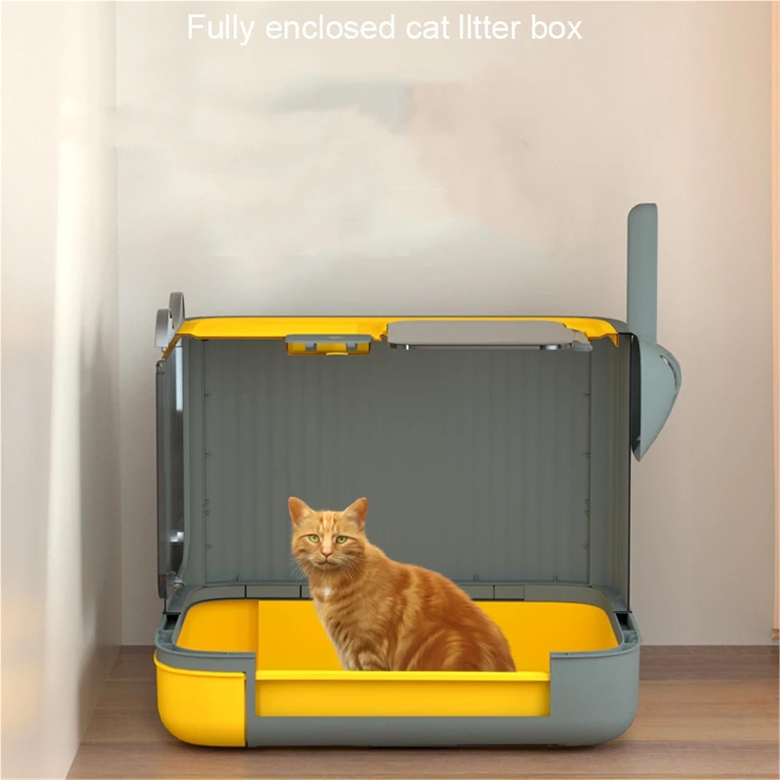 Lettiera for gatti chiusa con cassetto, porta battente e filtro antiodore