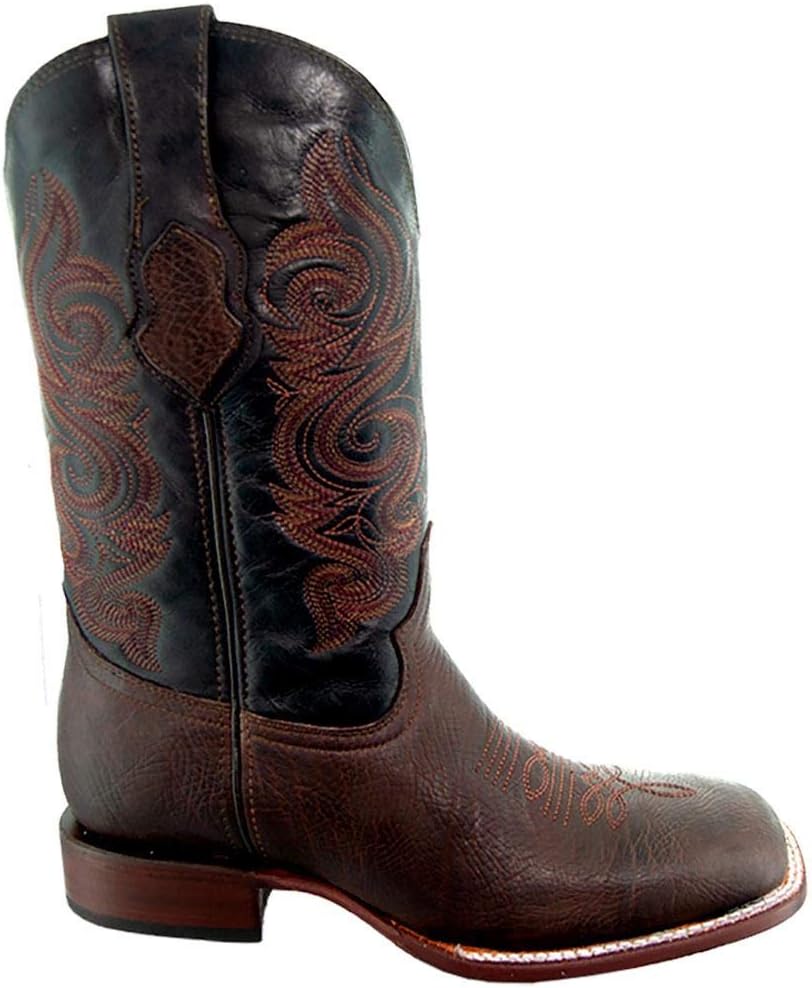 Soto Boots Men's Broad Square Toe Cowboy Boots H9001 10 Brown