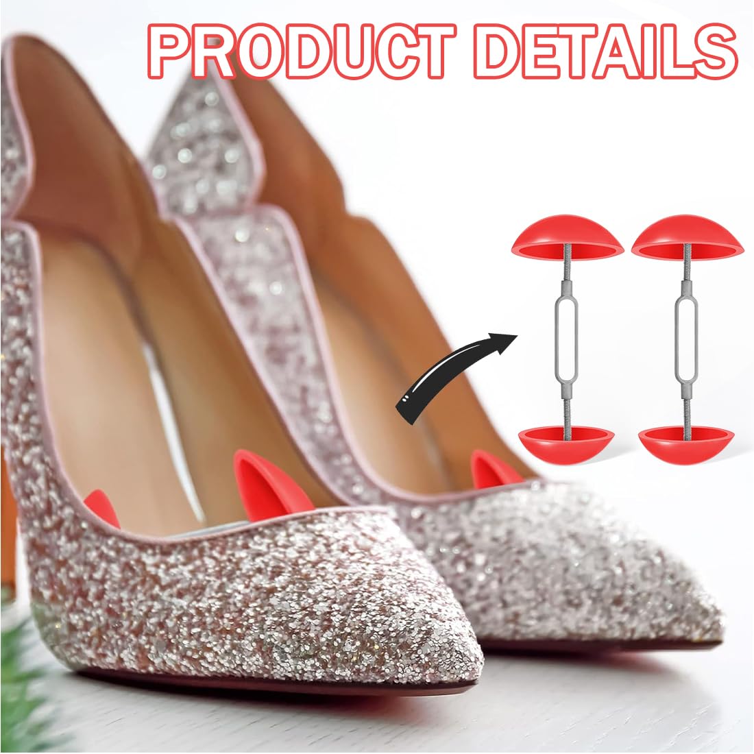 1 Par Ajustable Aparadores de Zapatos, Ampliador Universal para Deportivas, Zapatos de Cuero, Tacones Altos (Ajuste de Anchura 7-12 Cm)