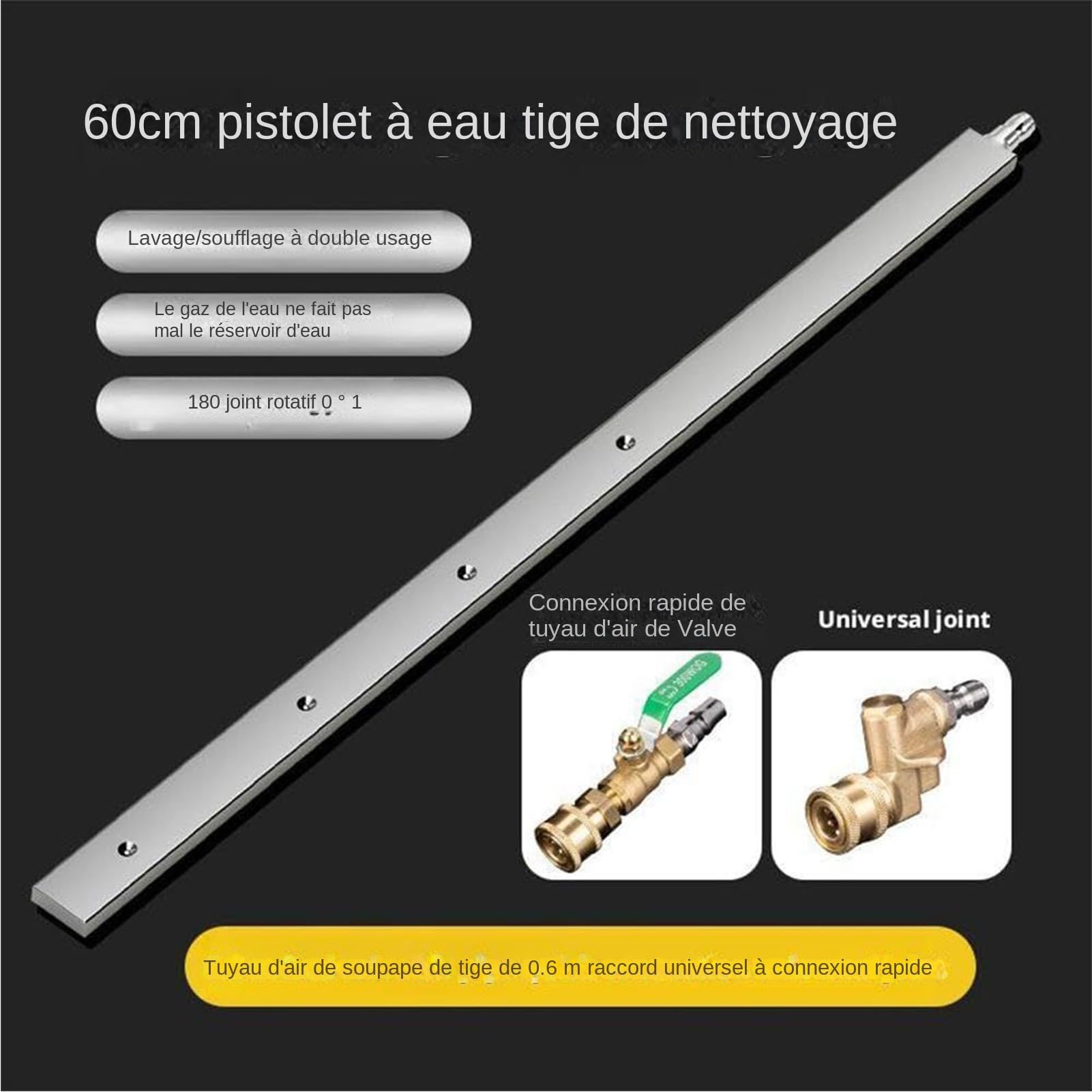 Nettoyeur de Radiateur de Voiture avec Baguette Nettoyeur De Radiateur 60 | Accessoire de Nettoyage Portable avec Raccord Rapide 6 mm pour Camping-Car Maison Voiture Camion