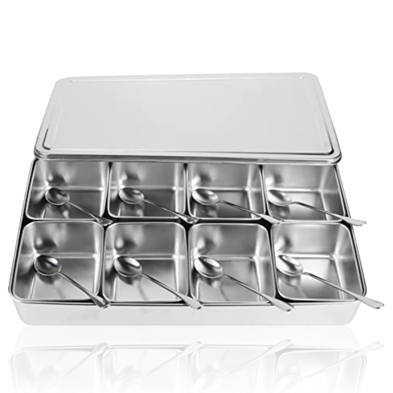 8 Griglie Portaspezie, Barattoli Quadrati Per Spezie Set di Contenitori Per Condimenti Scatola Per Condimenti Portaspezie Scatola Per Spezie Contenitore Per Zucchero Contenitore Per Sale Barattoli Per