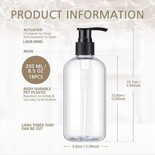 Miniatura 2 de 16 botellas vacías de champú, botellas de plástico, dispensador de jabón líquido para platos, dispensador de champú recargable para pared de ducha,