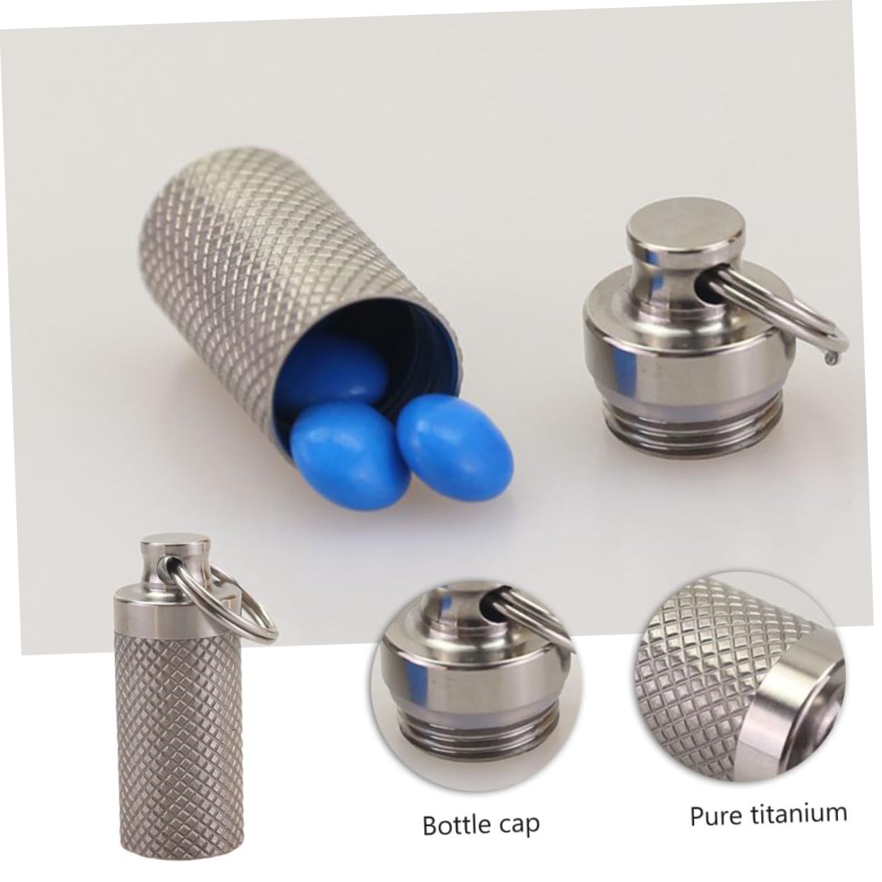 FOMIYES 2 Sätze Medizinflasche Schlüsselschäkel Tube Pillenhalter Schlüsselkarabiner Wasserdichte Tablettenfläschchen Notfall-tablettenhalter Tragbare Pillendosen Silver Metall 2 Stück * 2
